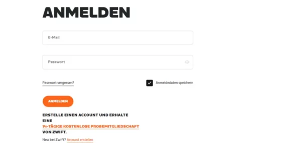 Zwift Anmeldung