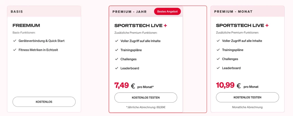 Sportstech Live App Preise