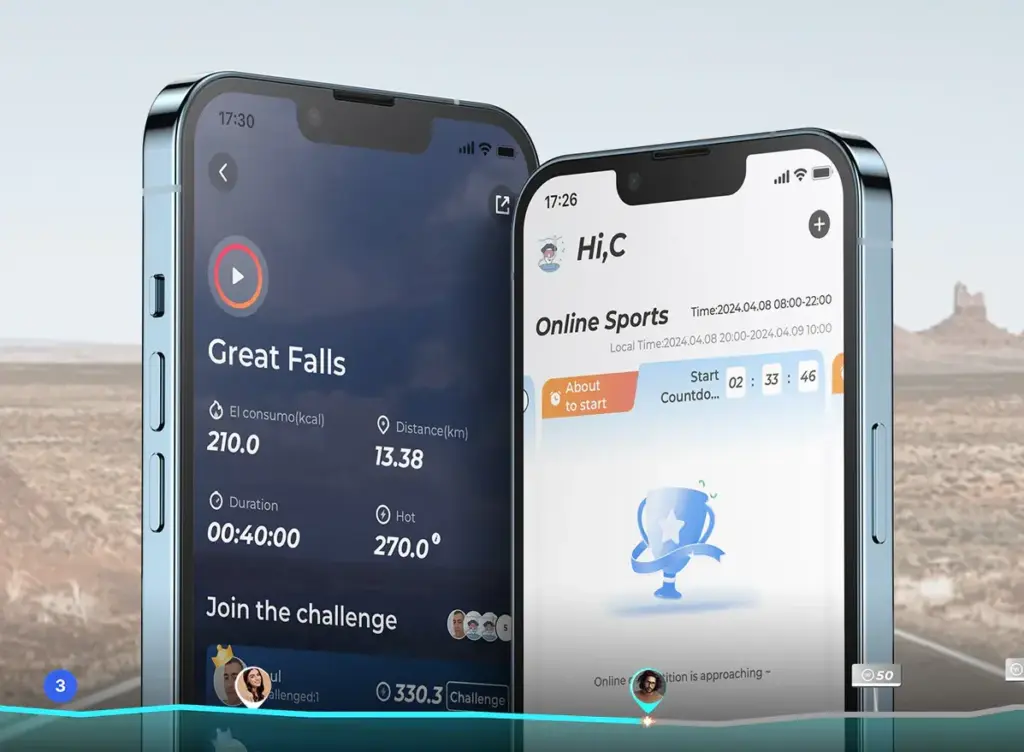 App-Ansichten zum Training mit dem MERACH E27B1