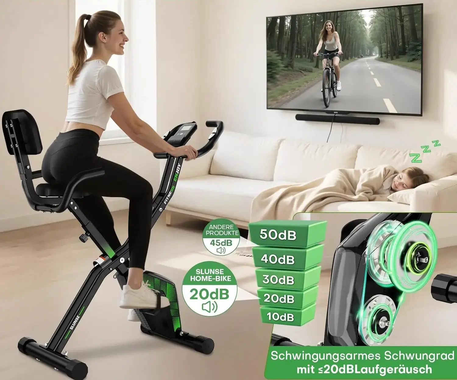 SLUNSE Heimtrainer Fahrrad 3-in-1 - 06