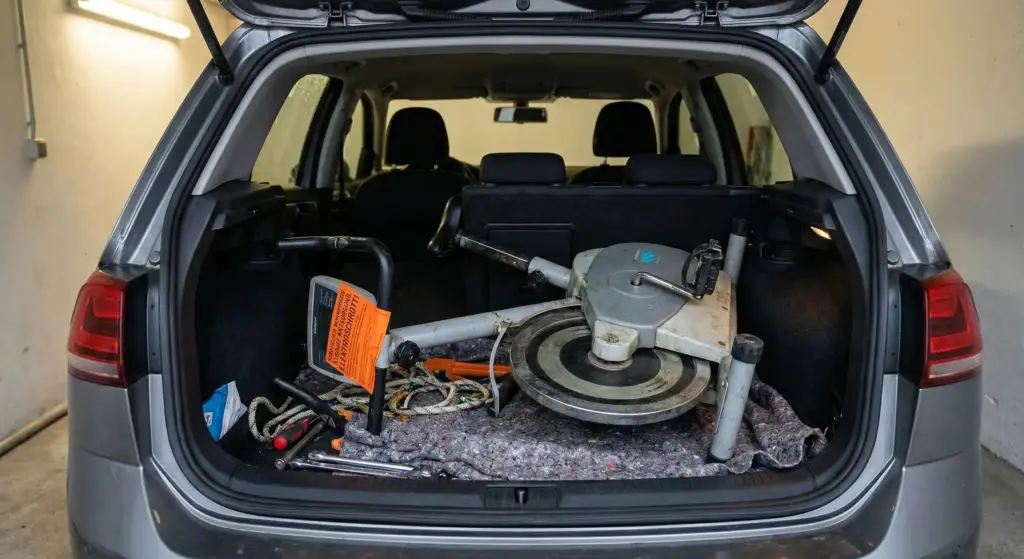 Alter Ergometer im Kofferraum