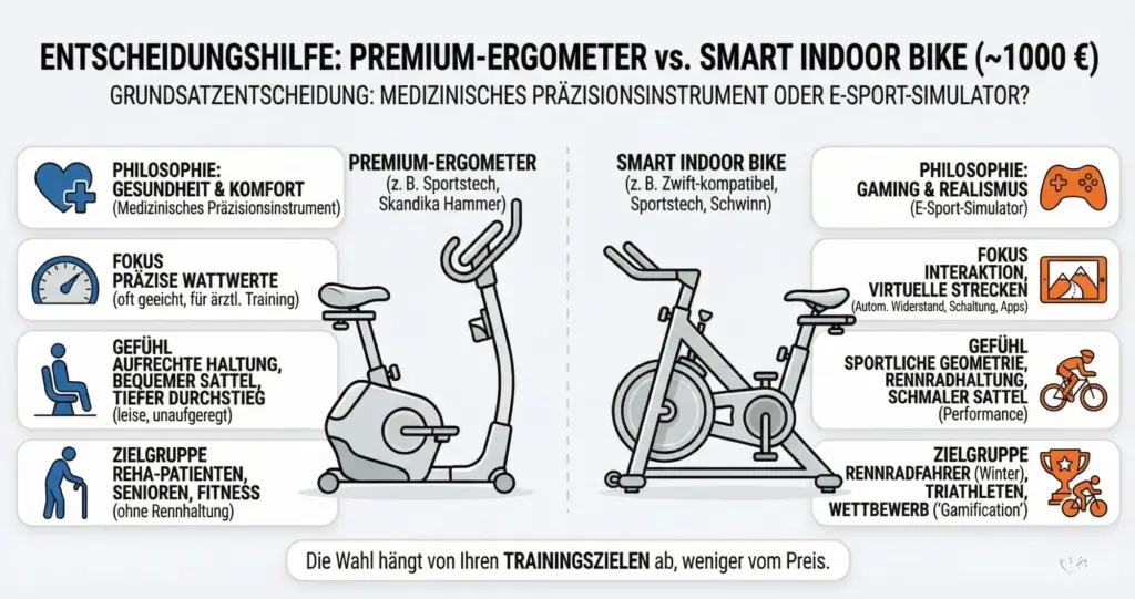 Entscheidungshilfe Premium-Ergometer vs. Smart Indoor Bike