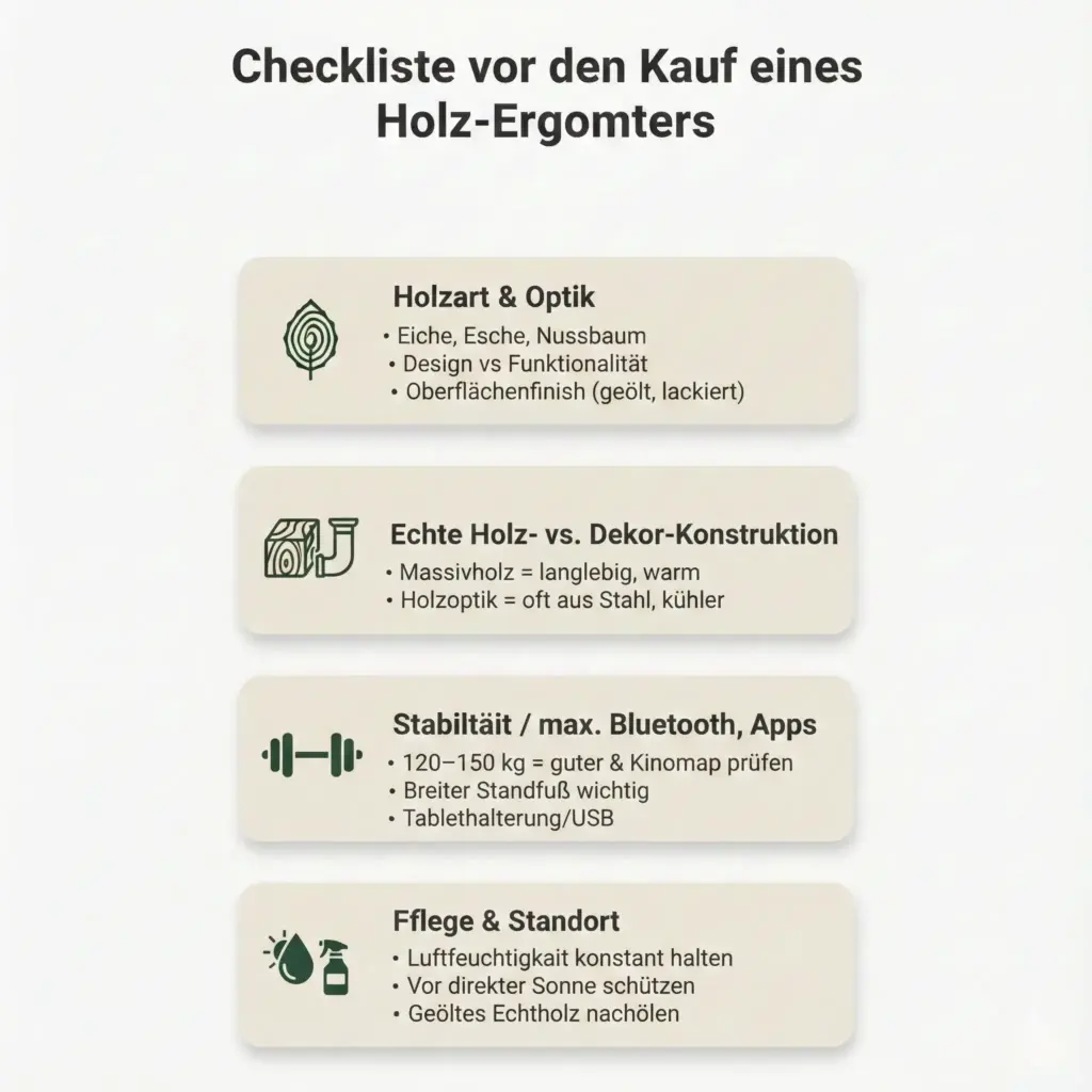 Kaufcheckliste Holz-Ergometer Design