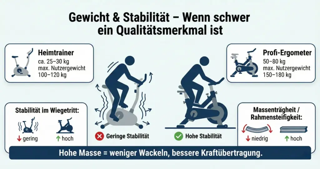 Profi Ergometer Gewicht und Stabilität