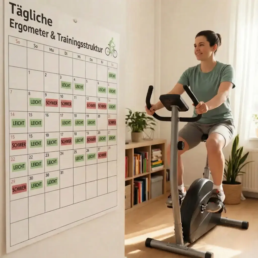 Tägliches Ergometer & Trainingsstruktur Kalender plus Bike